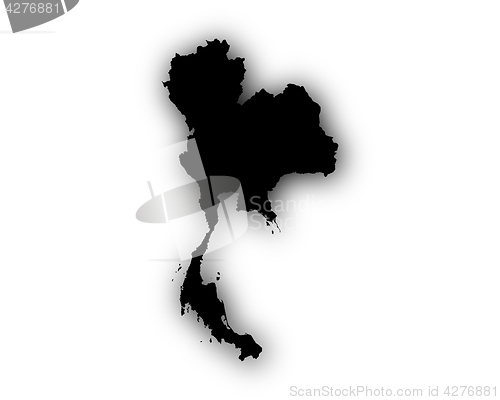 Image of Map of Thailand with shadow