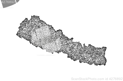 Image of Map of Nepal on poppy seeds