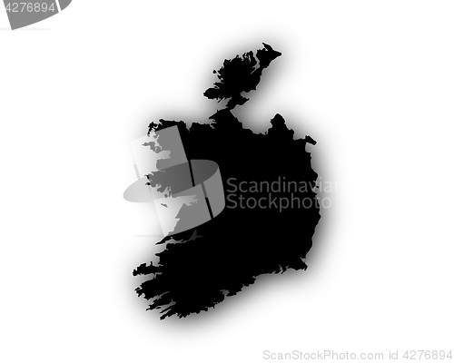 Image of Map of Ireland with shadow