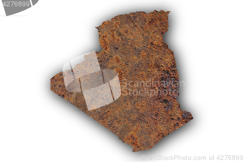 Image of Map of Algeria on rusty metal