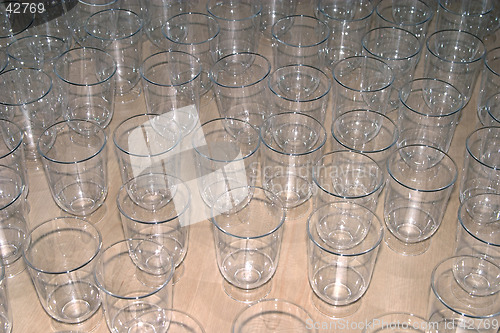 Image of Plastic glasses texture on table