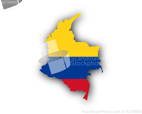 Image of Map and flag of Colombia