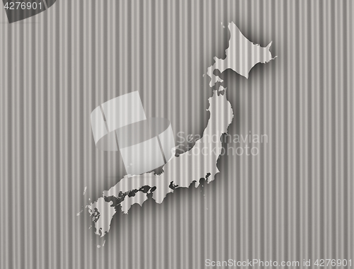 Image of Map of Japan on corrugated iron