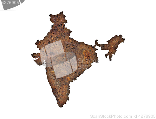 Image of Map of India on rusty metal