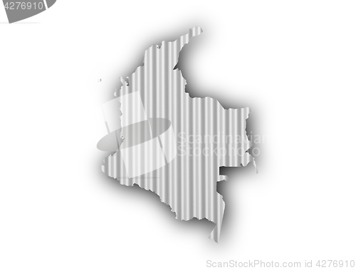 Image of Map of Colombia on corrugated iron