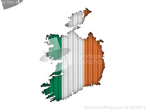 Image of Map and flag of Ireland on corrugated iron