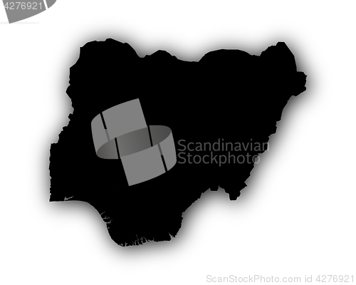 Image of Map of Nigeria with shadow