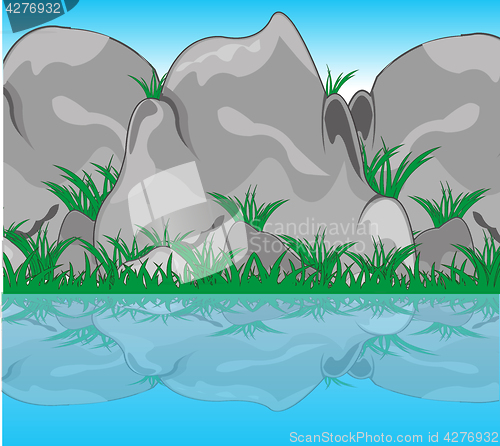 Image of Stone reflection in water