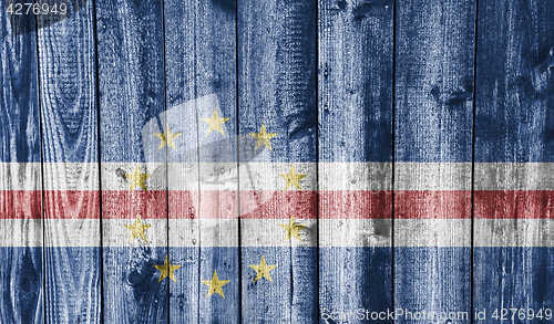 Image of Flag of Cape Verde on weathered wood