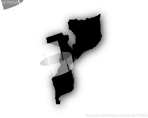 Image of Map of Mozambique with shadow