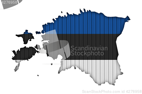 Image of Map and flag of Estonia on corrugated iron