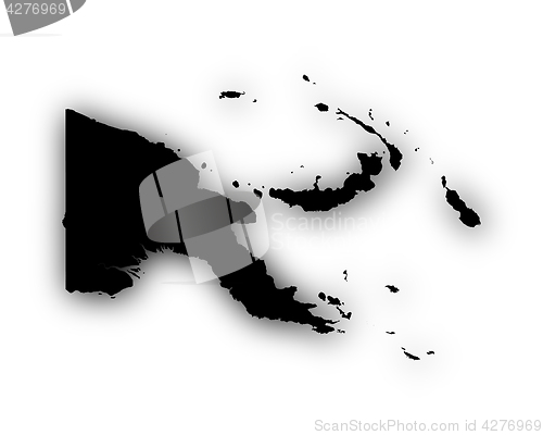 Image of Map of Papua New Guinea with shadow