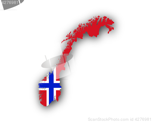 Image of Map and flag of Norway