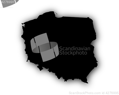 Image of Map of Poland with shadow