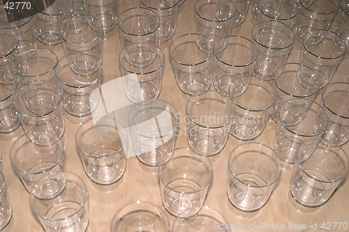 Image of Plastic glasses texture on table