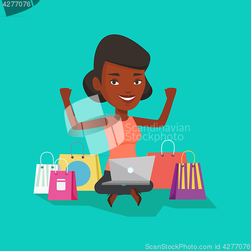 Image of Woman shopping online vector illustration.