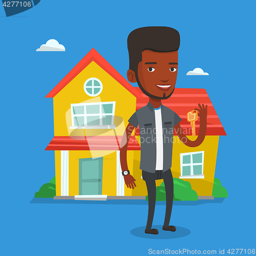 Image of Real estate agent with key vector illustration.