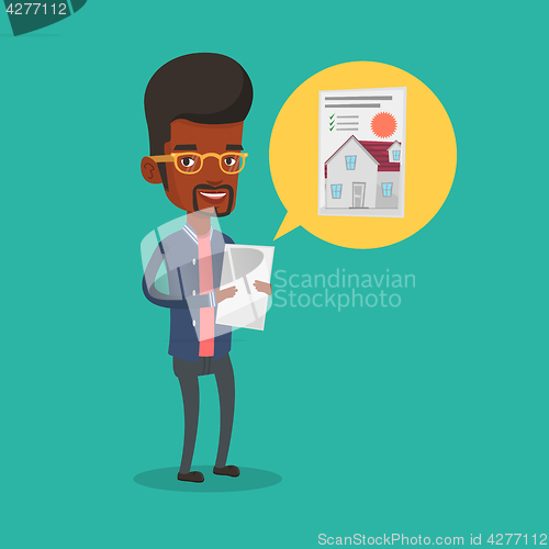 Image of Man looking for house vector illustration.