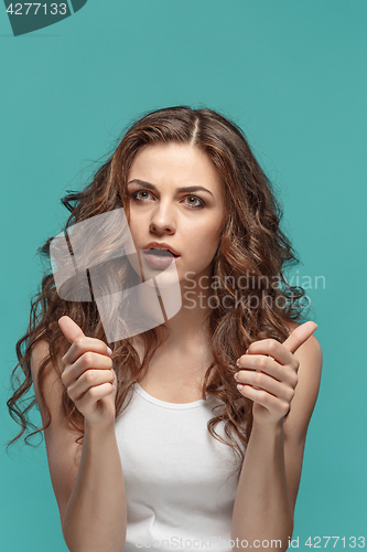 Image of The portrait of disgusted woman