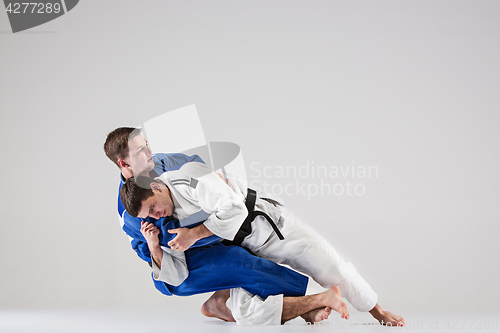 Image of The two judokas fighters fighting men