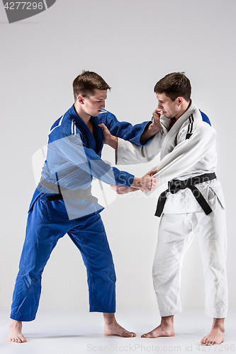 Image of The two judokas fighters fighting men