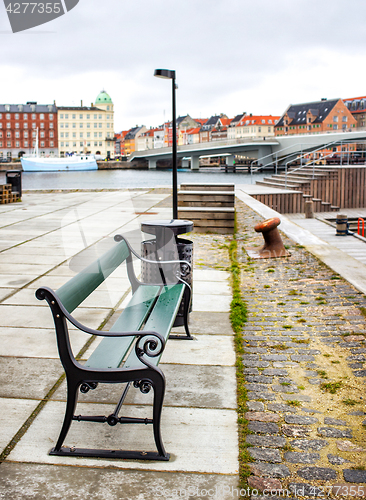 Image of wooden bench in Copenhagen, Denmark