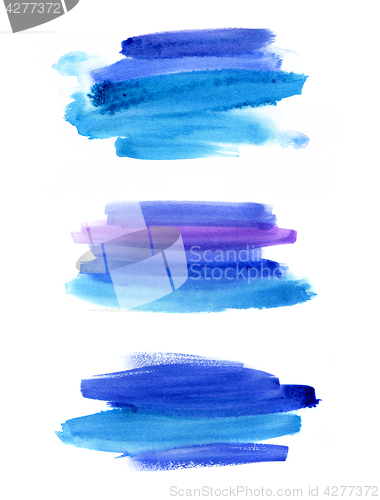 Image of Set of abstract blue watercolor stextures 