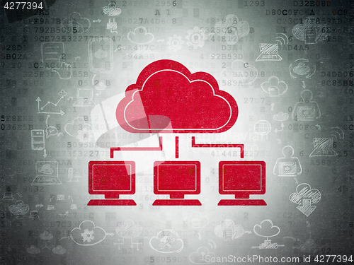 Image of Cloud technology concept: Cloud Network on Digital Data Paper background