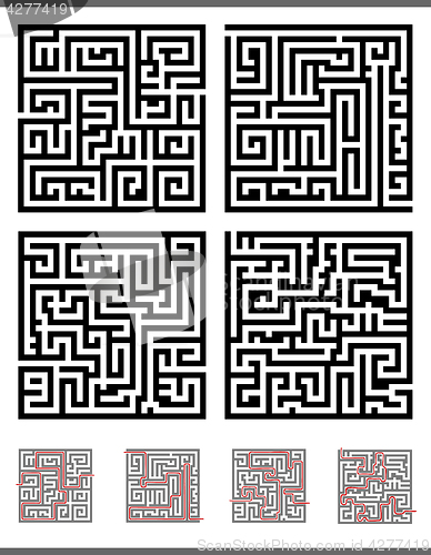 Image of maze game diagrams set