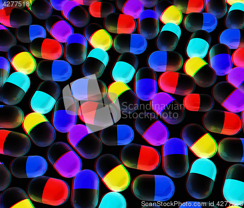 Image of Tablets background. 3D illustration. Anaglyph. View with red/cya