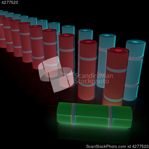 Image of karemats. 3D illustration. Anaglyph. View with red/cyan glasses 