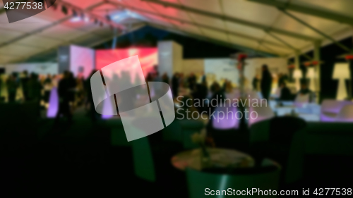 Image of Abstract blurred people in press conference event, business concept.