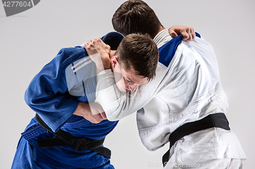 Image of The two judokas fighters fighting men