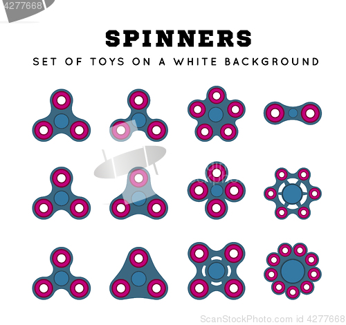 Image of Spinners, set of toys on a white background.