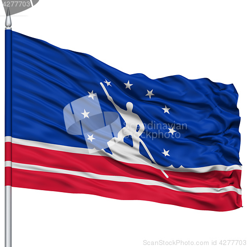 Image of Richmond Flag on Flagpole, Waving on White Background