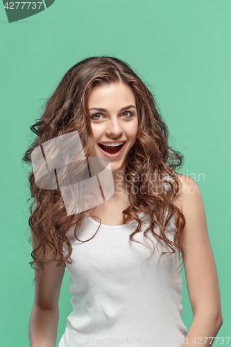 Image of The young woman\'s portrait with happy emotions