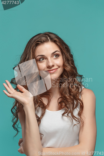 Image of The young woman\'s portrait with happy emotions