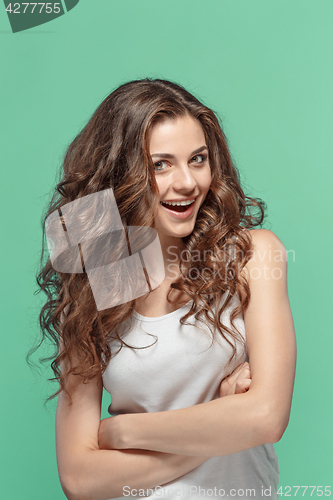 Image of The young woman\'s portrait with happy emotions