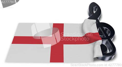 Image of clef symbol and english flag - 3d rendering