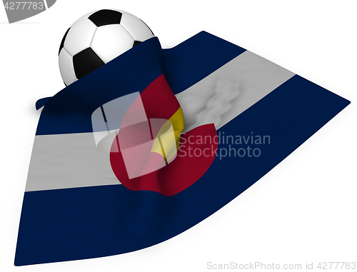 Image of soccer ball and flag of colorado - 3d rendering