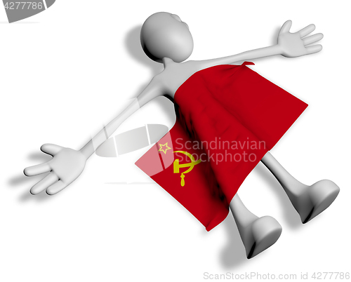 Image of dead cartoon guy and flag of the soviet union - 3d illustration