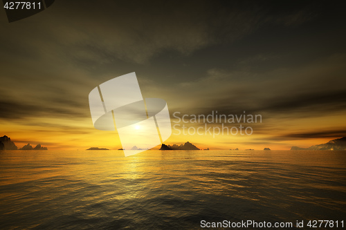 Image of golden sunset over the ocean