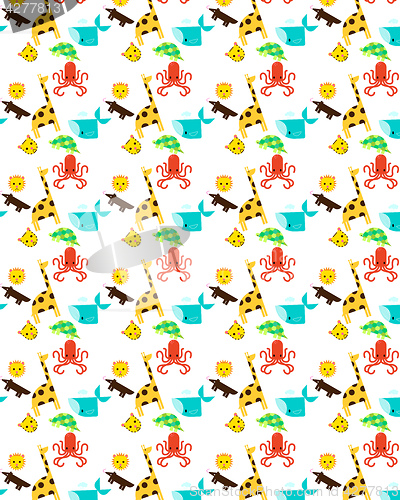 Image of Pattern with animals in a flat children's style
