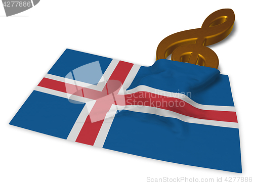 Image of clef and flag of iceland - 3d rendering