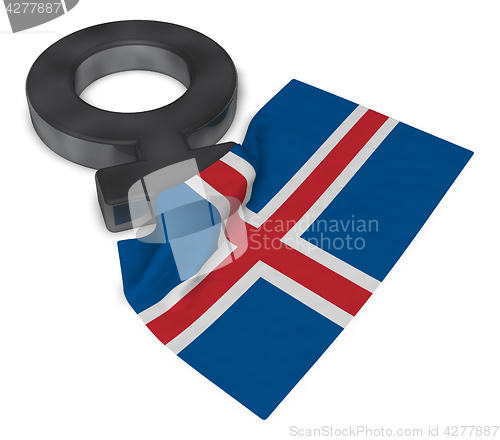 Image of female symbol and flag of iceland - 3d rendering