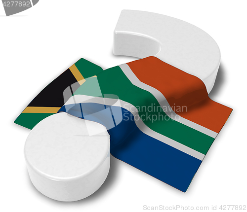 Image of question mark and flag of south africa - 3d rendering