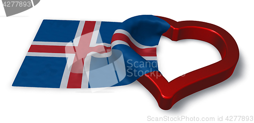 Image of icelandic flag and heart symbol - 3d rendering