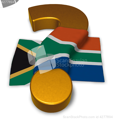 Image of question mark and flag of south africa - 3d rendering