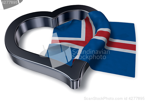 Image of icelandic flag and heart symbol - 3d rendering