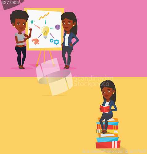 Image of Two educational banners with space for text.